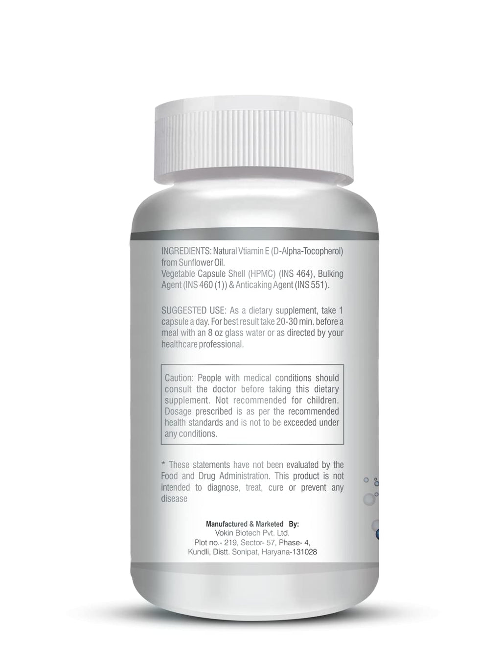 Vokin Biotech Natural Vitamin E from Sunflower - D-Alpha-Tocpherol - 10mg