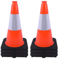 OrangeStar 18" Traffic Cones 6-Pack with Weighted Rubber Base, 6" Reflective Collar, Orange Safety Cones for Parking Lot, Road Construction, Warehouse, Highway, Weatherproof PVC
