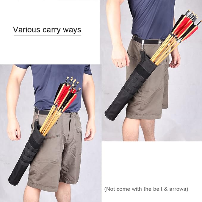KRATARC Archery Lightweight Back Arrow Quiver Dual Use Foldable Compact Hip Arrows Bag with Molle System Hanged for Target Shooting