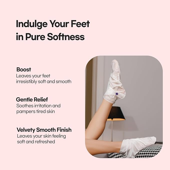 Epielle Moisturizing Foot Masks 6 Pairs, Deep Moisturizing Socks for Dry Feet & Cracked Heels, Relieve and Soften with Sunflower Seed Oil & Avocado Oil, Korean Skin Care, Spa Self Care Gifts for Women