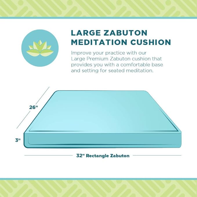 Bean Products Meditation Cushion - Zabuton Meditation Pillows for Sitting on Floor, Yoga Cushion, Cotton Yoga Pillow, Zen Kneeling Prayer Pad- Made in USA - Premium 32x26x3, Black