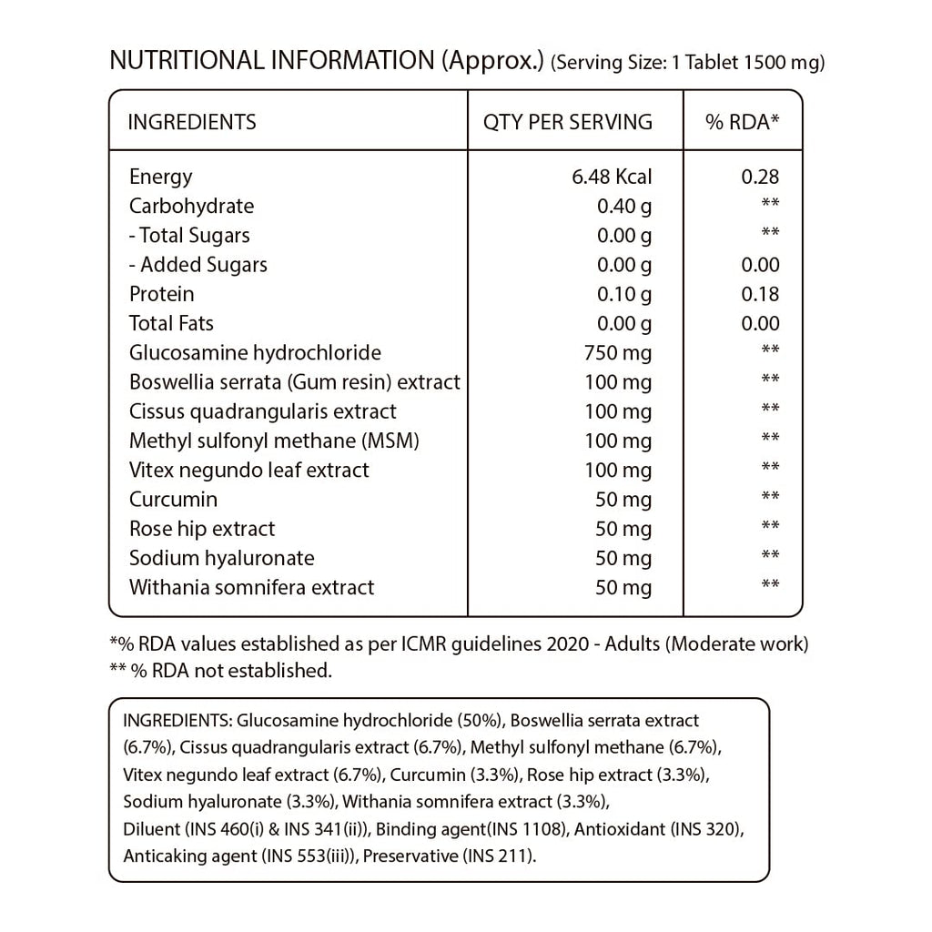 Pure Nutrition Vegan Glucosamine with MSM Veg Tablets