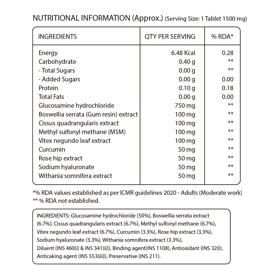 Pure Nutrition Vegan Glucosamine with MSM Veg Tablets