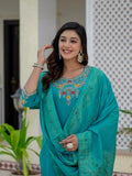 Pramukh Fab Rama Color Roman Silk Kurta Set