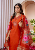 Pramukh Fab Orange Color Viscose Silk Kurta Set