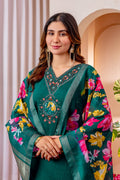 Pramukh Fab Emerald Color Viscose Silk Kurta Set