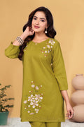 Pramukh Fab Mustard Color Viscose Rayon Co-ord Set