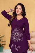 Pramukh Fab Plum Color Viscose Rayon Co-ord Set