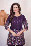 Pramukh Fab Plum Color Cotton Co-ord Set