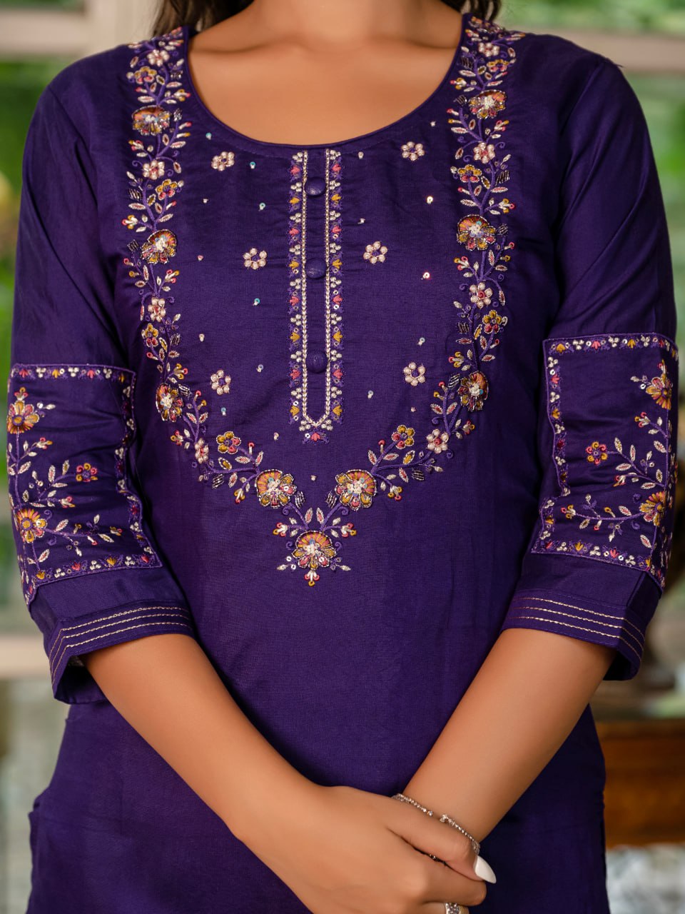 Pramukh Fab Purple Color Marina Silk Kurta Set