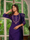 Pramukh Fab Purple Color Marina Silk Kurta Set