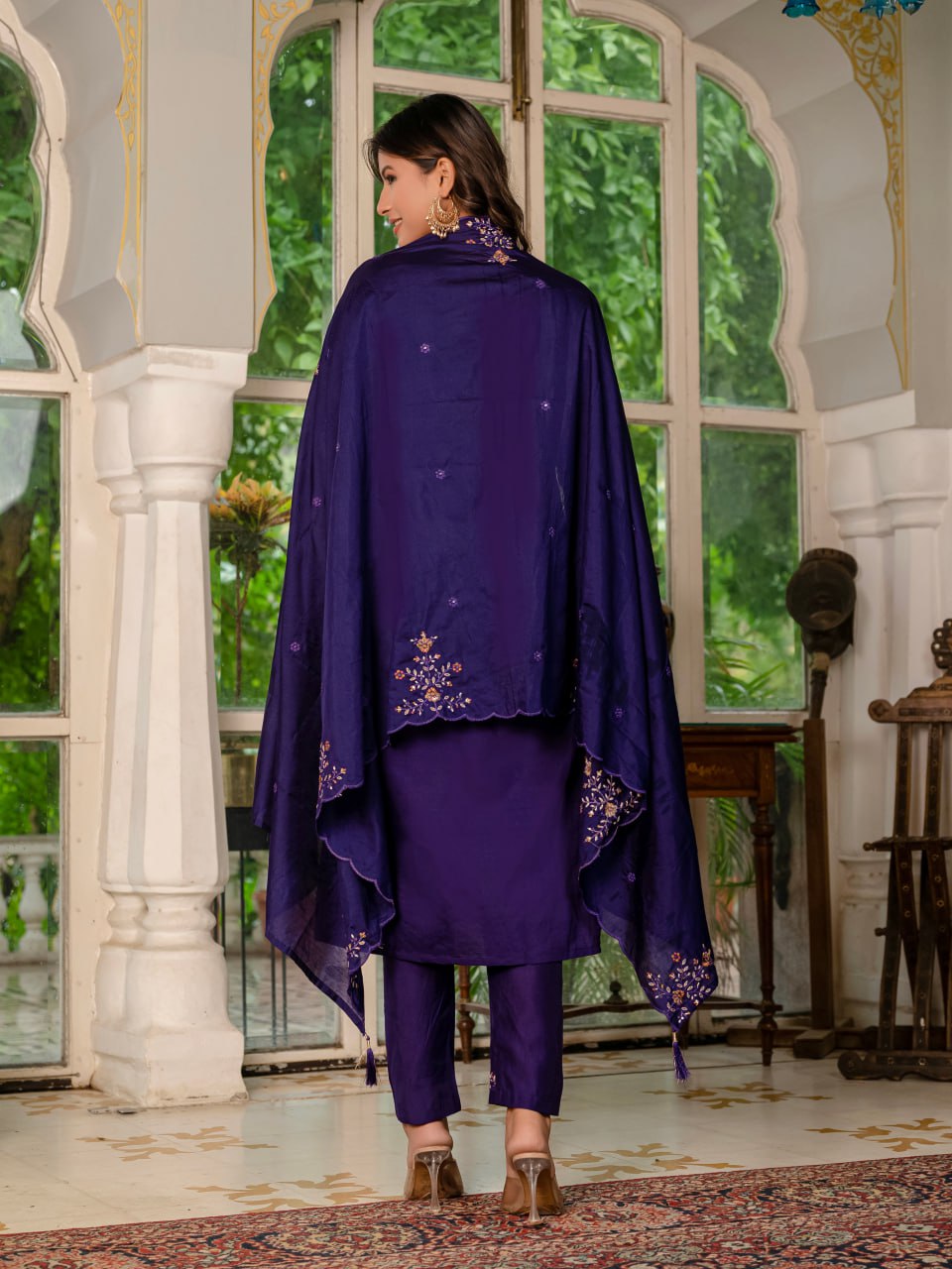 Pramukh Fab Purple Color Marina Silk Kurta Set