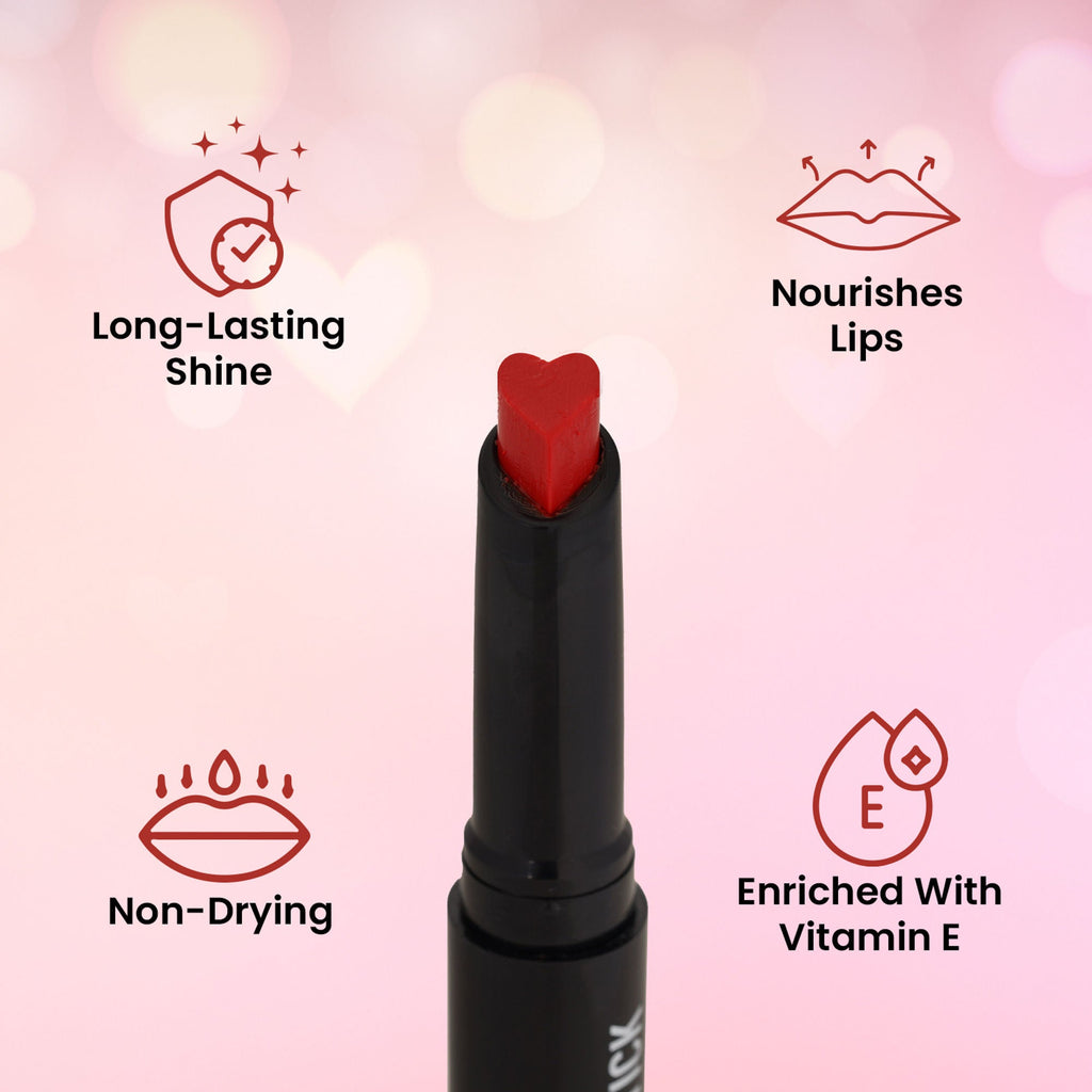 Swiss Beauty My Shine High Pigmented & Long-Lasting Lipstick Enriched with Vitamin E - 12 Stricker Red