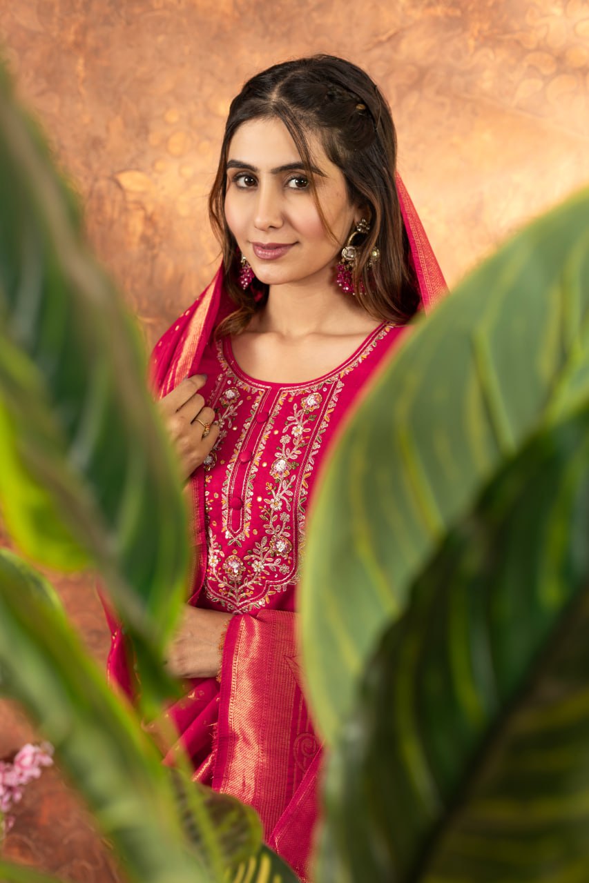 Pramukh Fab Pink Color Marina Silk Kurta Set