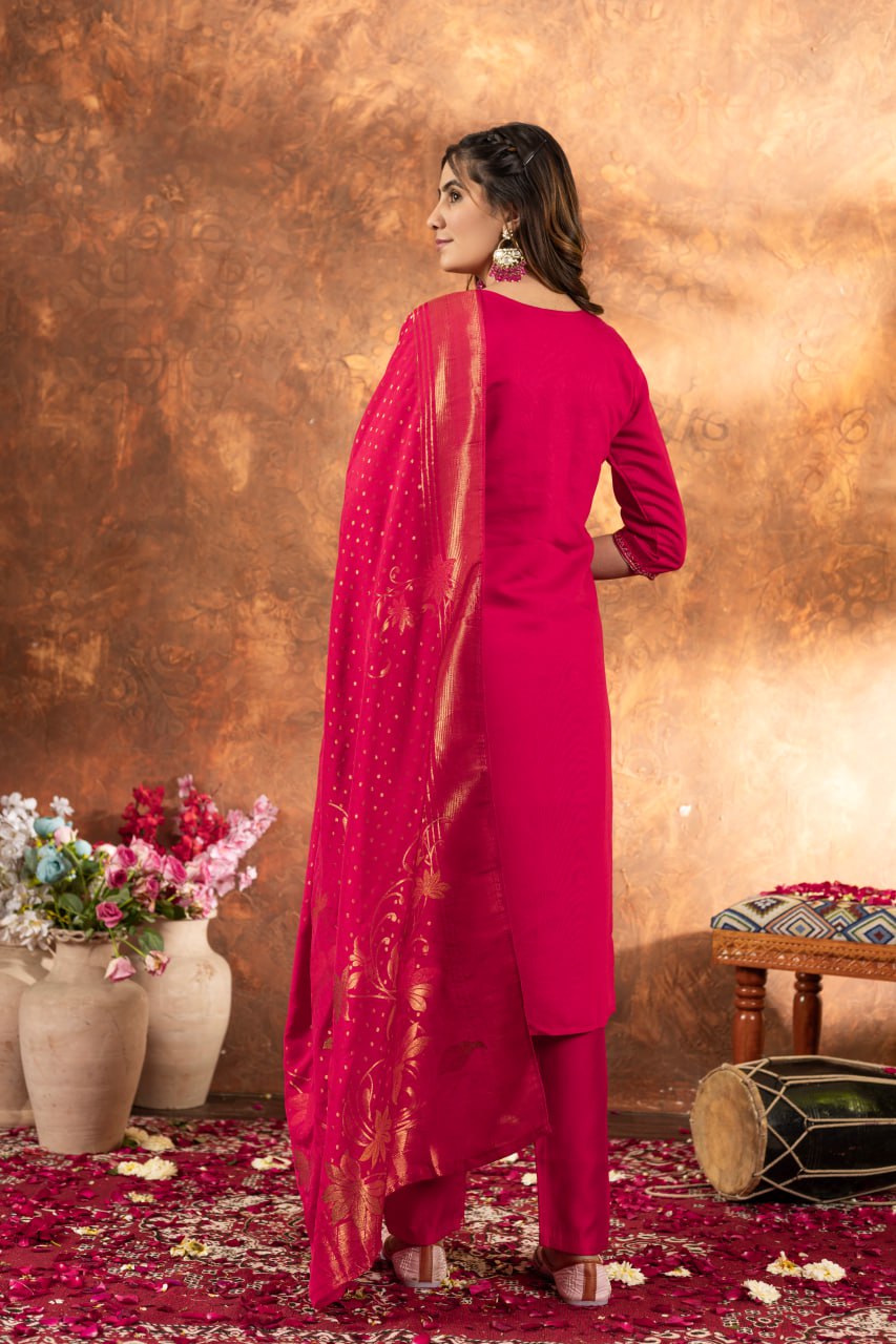 Pramukh Fab Pink Color Marina Silk Kurta Set