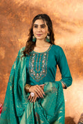 Pramukh Fab Sea Green Color Marina Silk Kurta Set