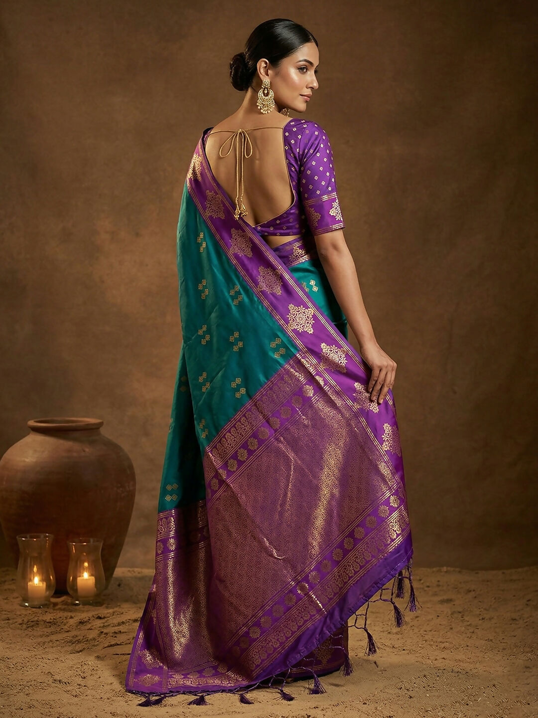 Shree Shyam Fashion Teal Green Soft Silk Saree