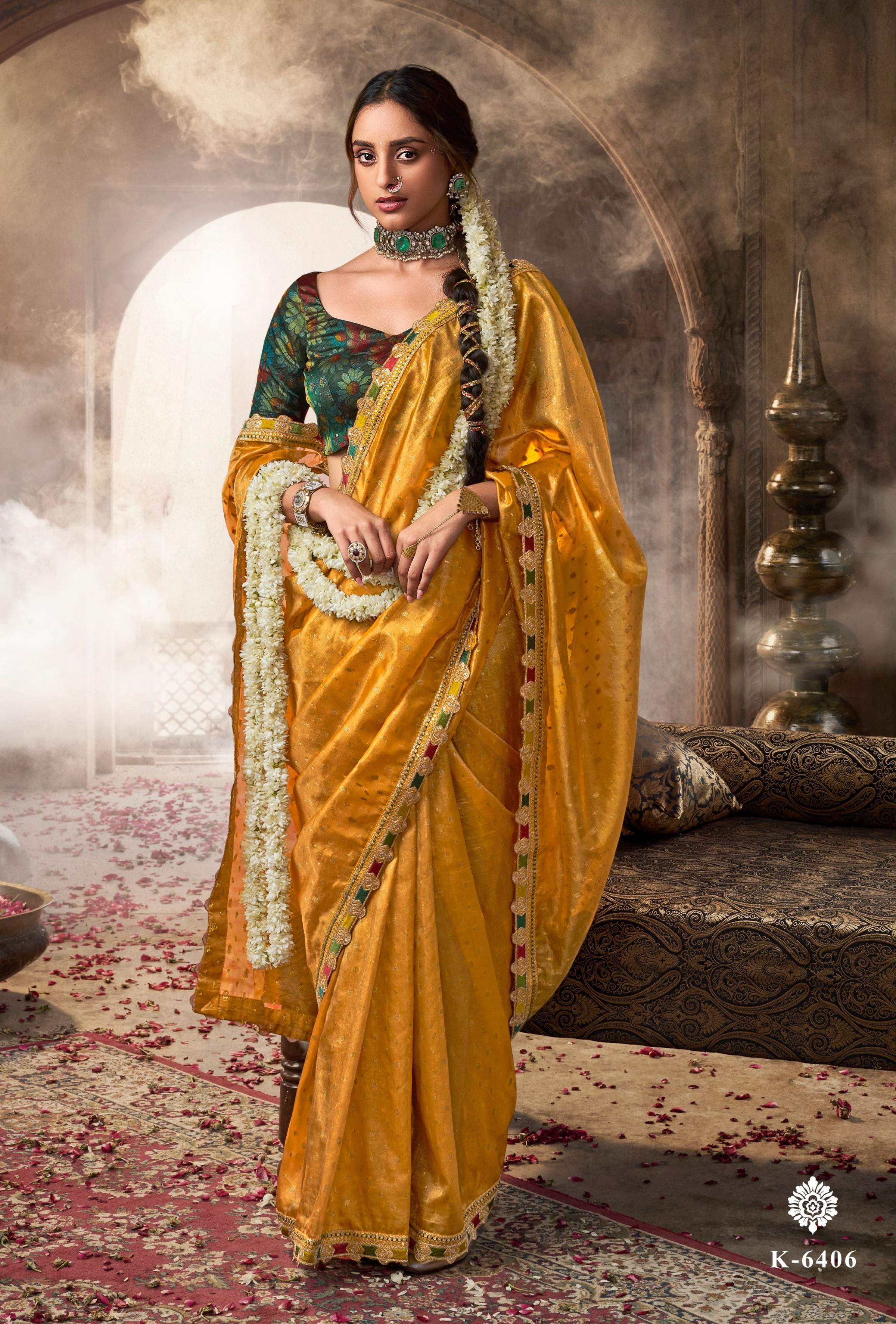 Anaita Designer Yellow Weaving Soft Tissue Silk Saree With Designer Blouse
