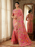 Shree Shyam Fashion Pink Linen Cotton Saree