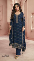Anaita Navy Blue Dola Jacquard Silk Sequin Embroidered Salwar Suit