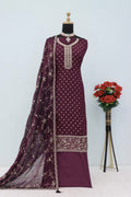 Anaita Purple Dola Jacquard Silk Sequin Embroidered Salwar Suit
