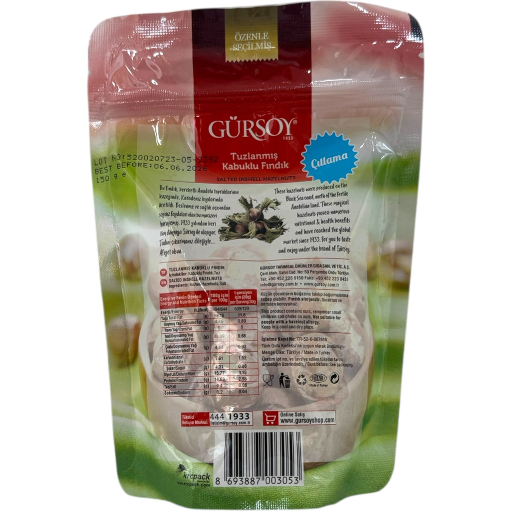 Gursoy Turkish Roasted and Salted Hazelnuts In Shell