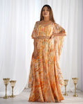 Lorenvalley Fashion Faux Georgette Floral Printed Shrug Blouse With Palazzo Set