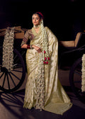 Anaita Beige Viscose Tissue Has Worked Pallu Saree With Embroidered Blouse Piece