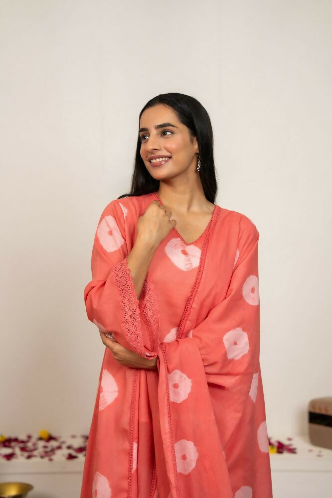 Joban Fashion Pink Tie & Dye Cotton Suit Set