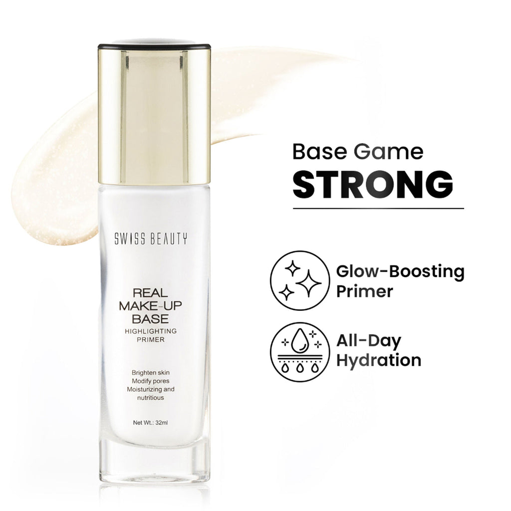 Swiss Beauty Real Make-Up Base Highlighting Primer , Brighten Skin , Modify Pore - 02 Golden Tint