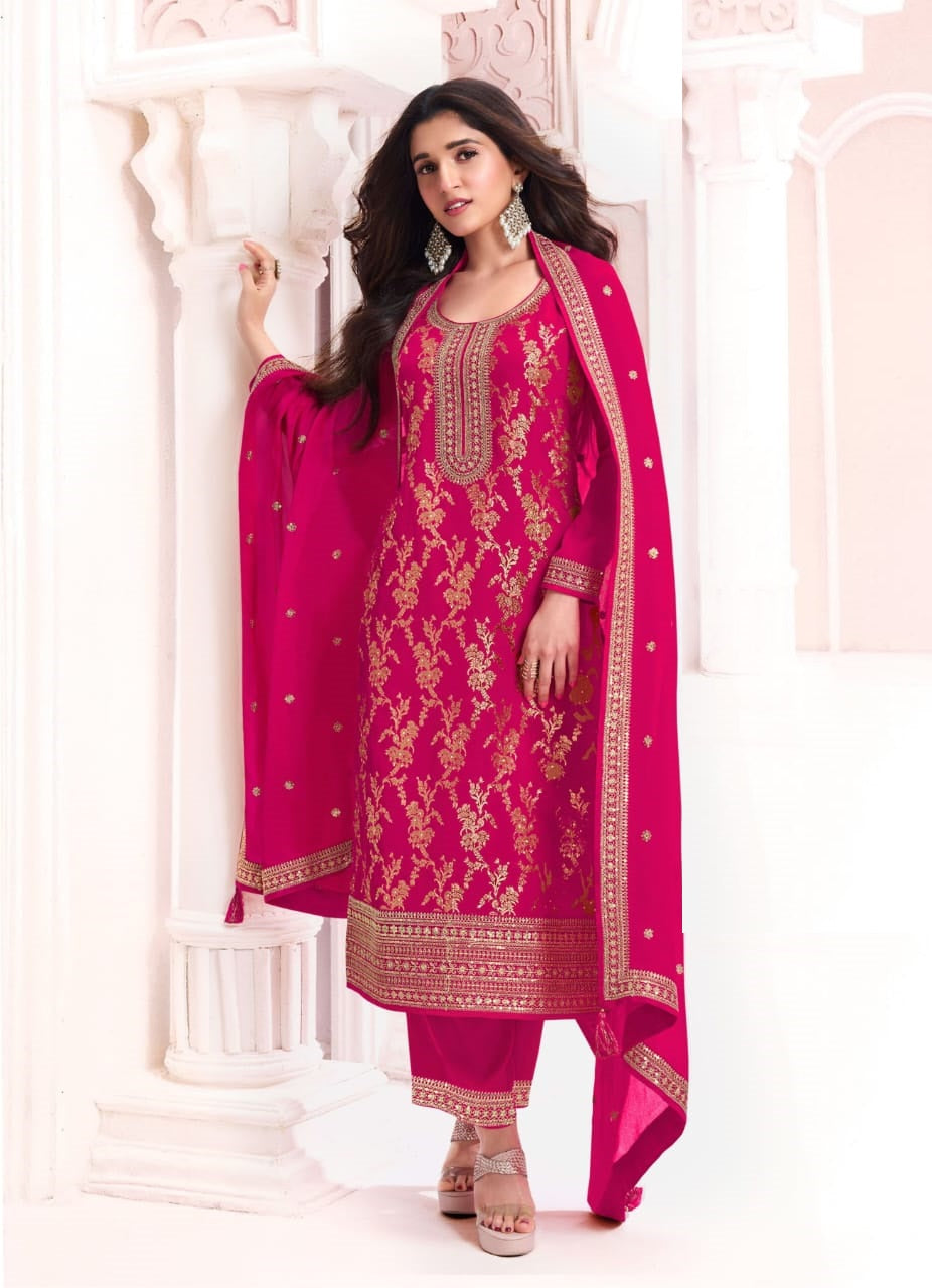 Anaita Rani Pink Dola Silk Thread Sequence Embroidered Salwar Suit