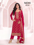 Anaita Red Dola Silk Thread Sequence Embroidered Salwar Suit