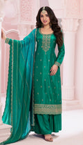 Anaita Green Premium Embroidered Vichitra Silk Salwar Suit