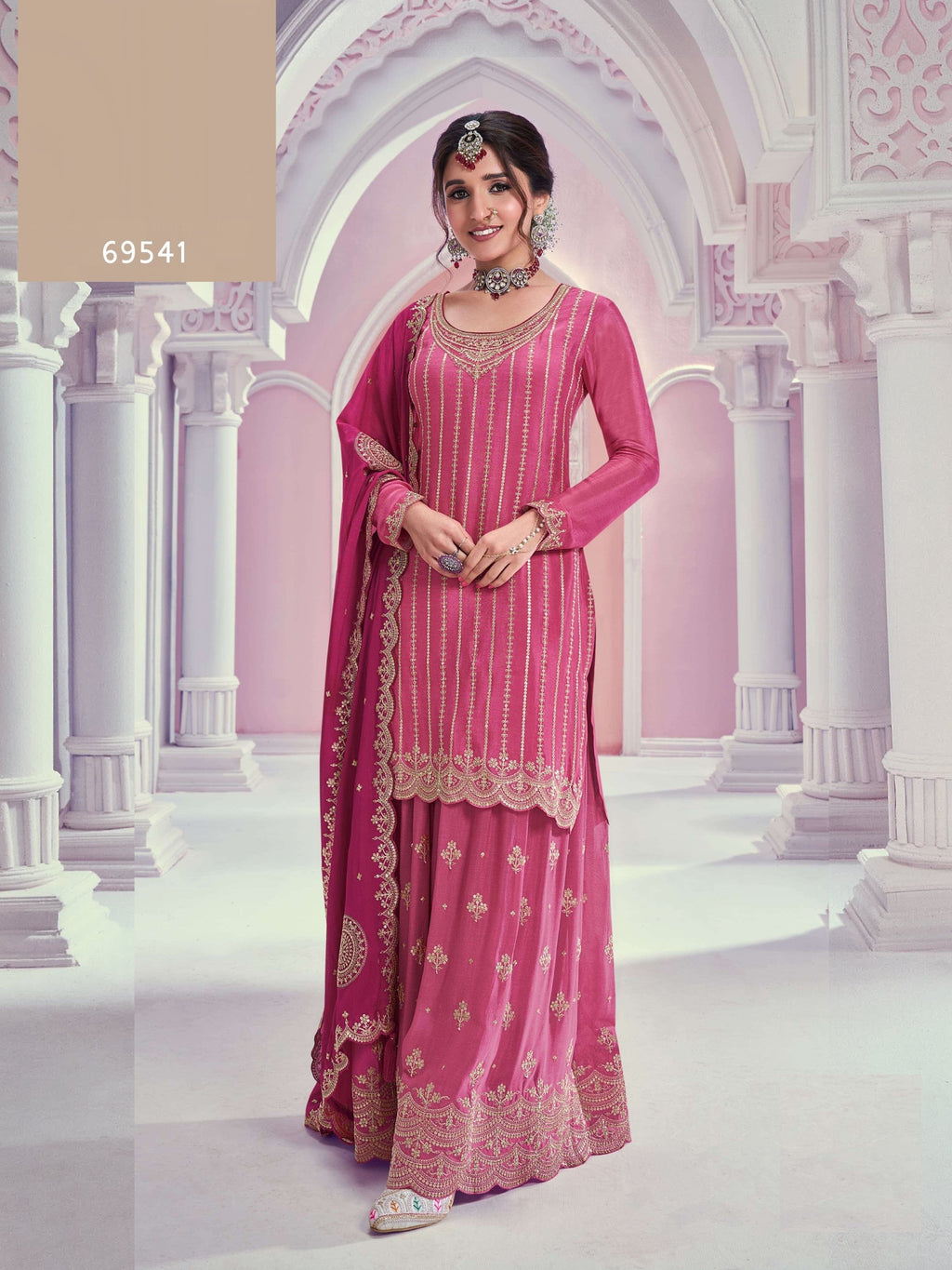 Anaita Pink Chiffon Sequins Embroidered Readymade Salwar Suit