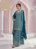 Anaita Blue Chinon Sequence Embroidered Readymade Salwar Suit