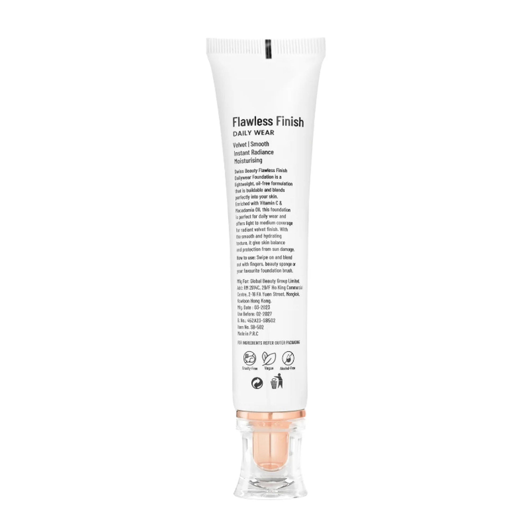 Swiss Beauty Flawless Finish Daily Wear Lightweight Foundation - 02 Soft Ivory