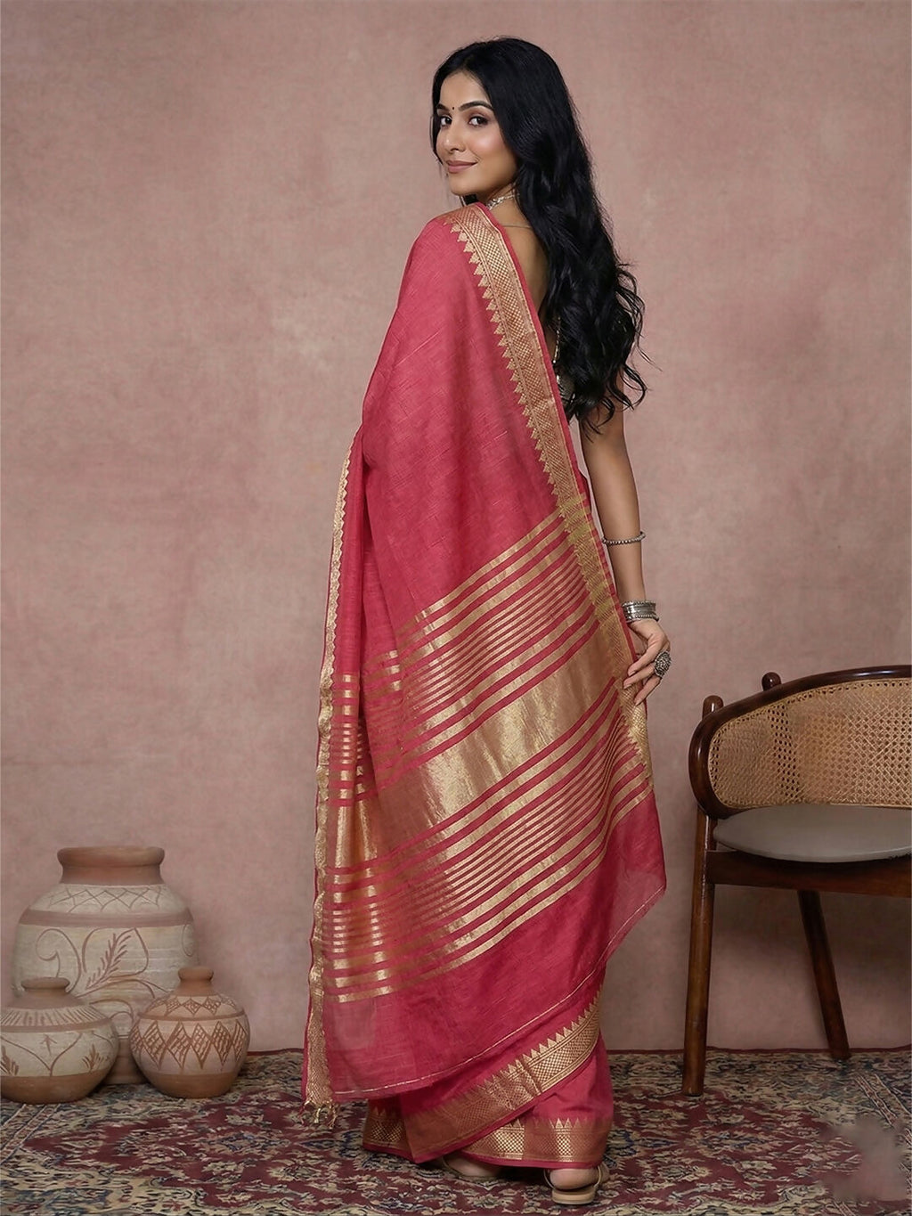 Shree Shyam Fashion Maroon Cotton Saree