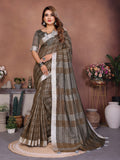 Anaita Chocolate Weaving Linen Cotton Saree With Blouse