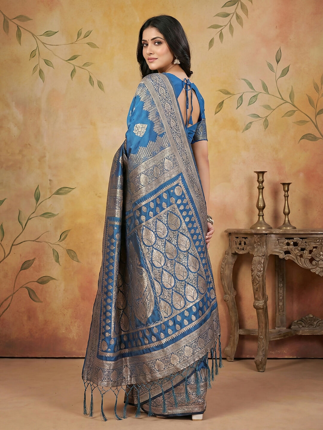 Shree Shyam Fashion Sky Blue Silk Blend Saree