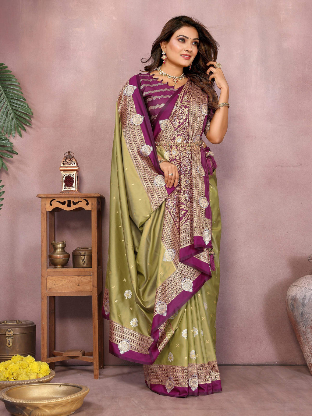 Aastha Fashion Pista Silk Sarees Weaving Saree
