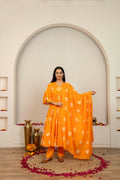 Joban Fashion Orange Tie & Dye Cotton Suit Set