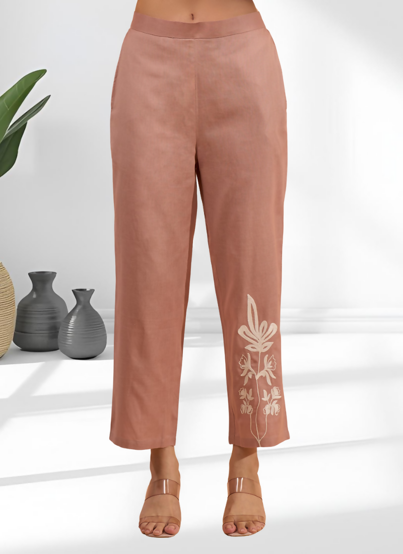 Joban Fashion Pink Cotton, Linen Embroidered Readymade Cord Set