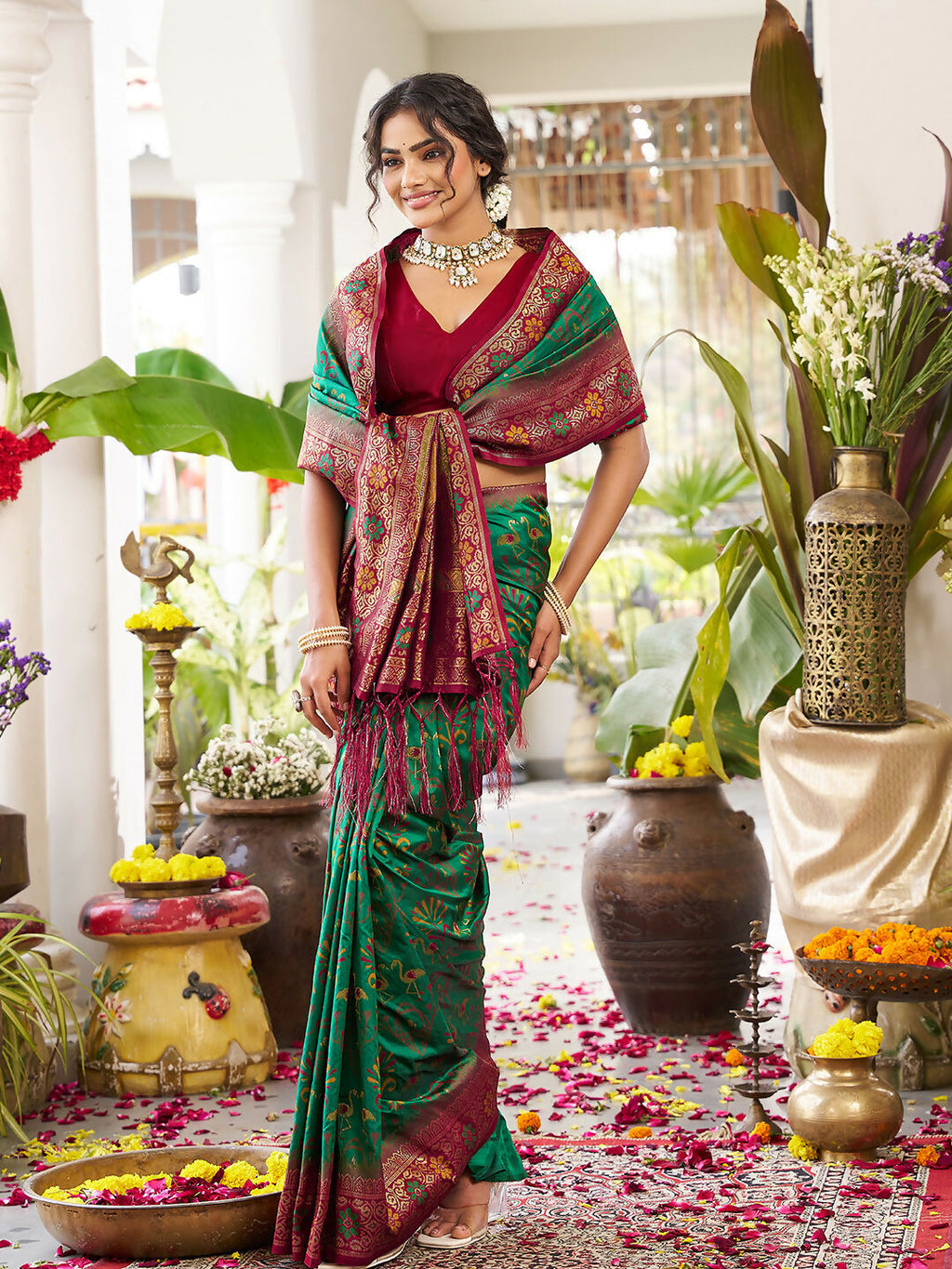 Shree Shyam Fashion Green Soft Silk Saree