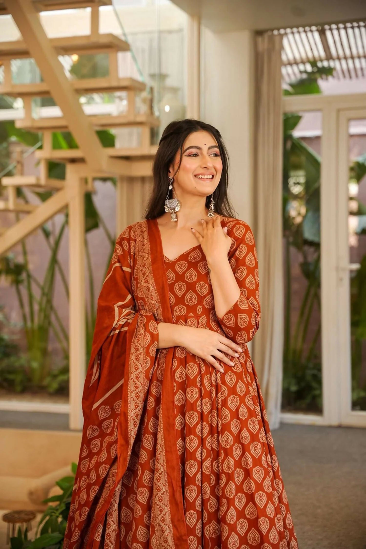 Aayaa Designer Cotton Silk Suit - Maroon
