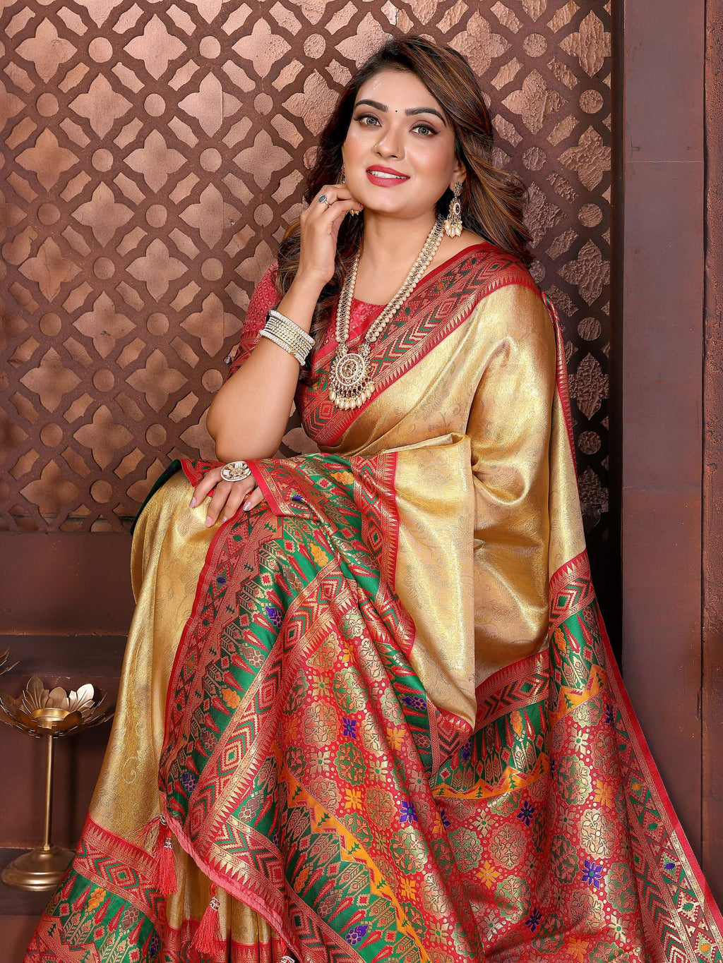 Aastha Fashion Gold Tissue Silk Weaving Saree
