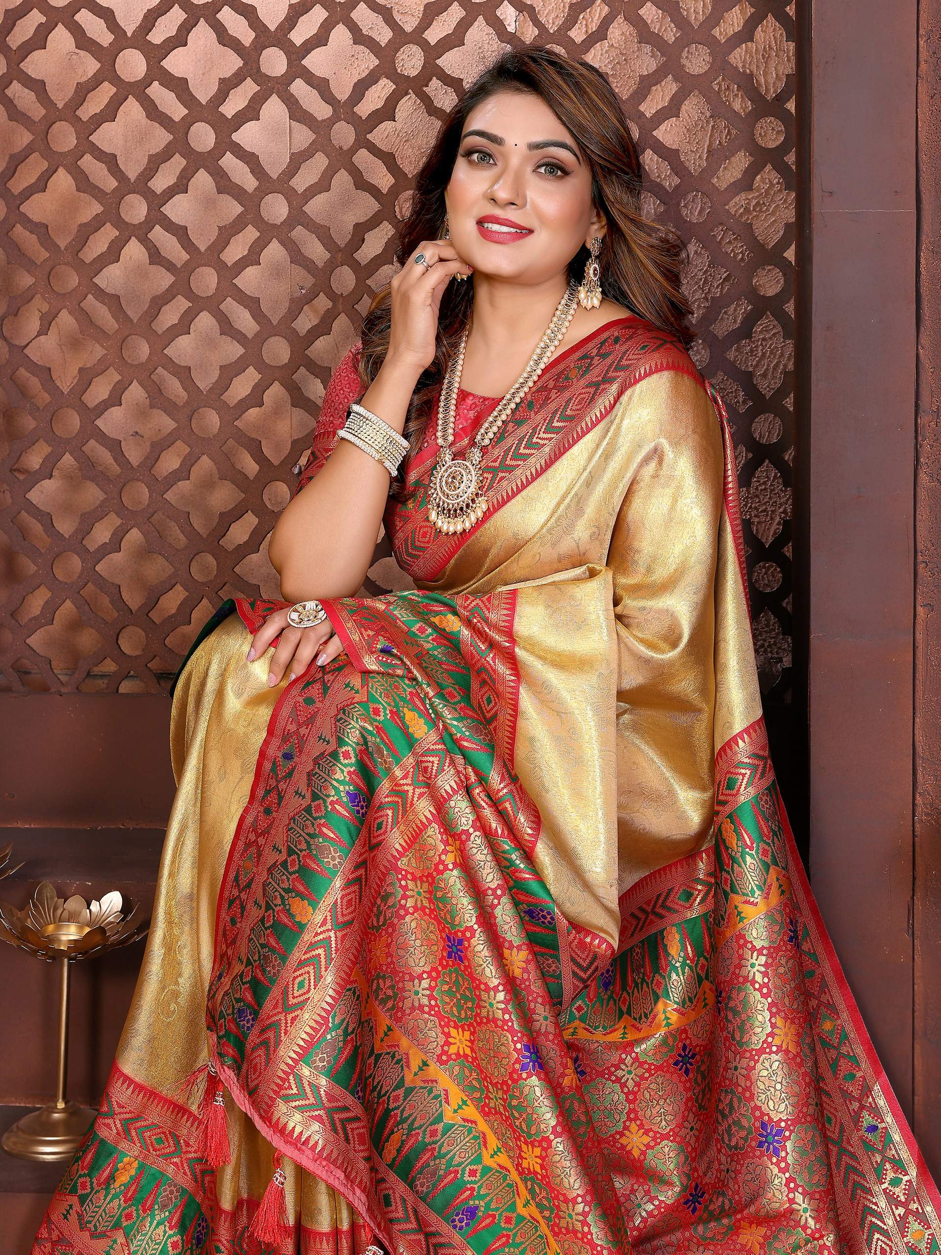 Aastha Fashion Gold Tissue Silk Weaving Saree