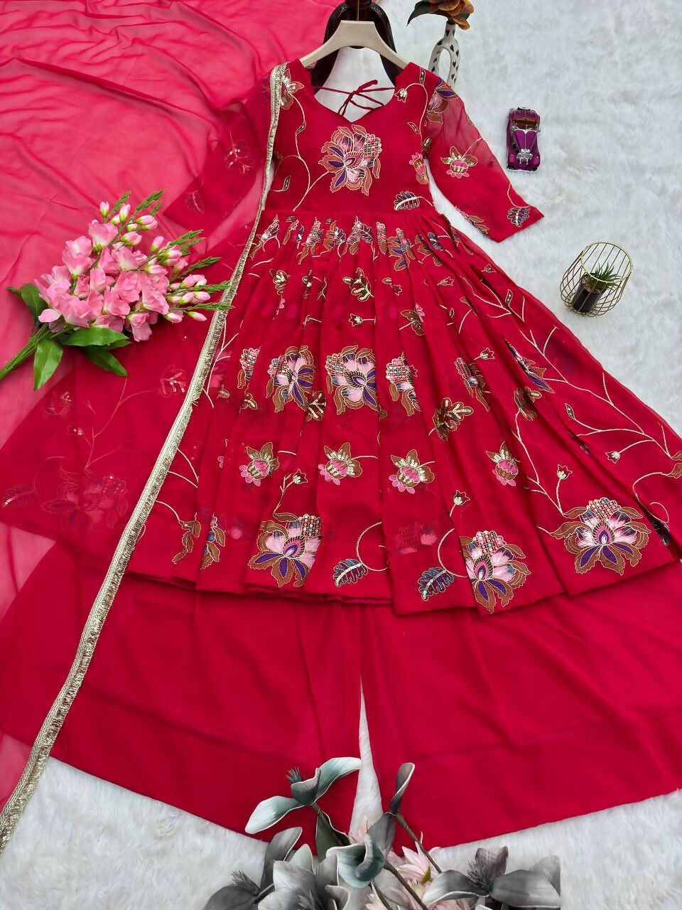 Teeya Creation Rani Color Wedding Wear Heavy Embrodiery Work Plazo Set