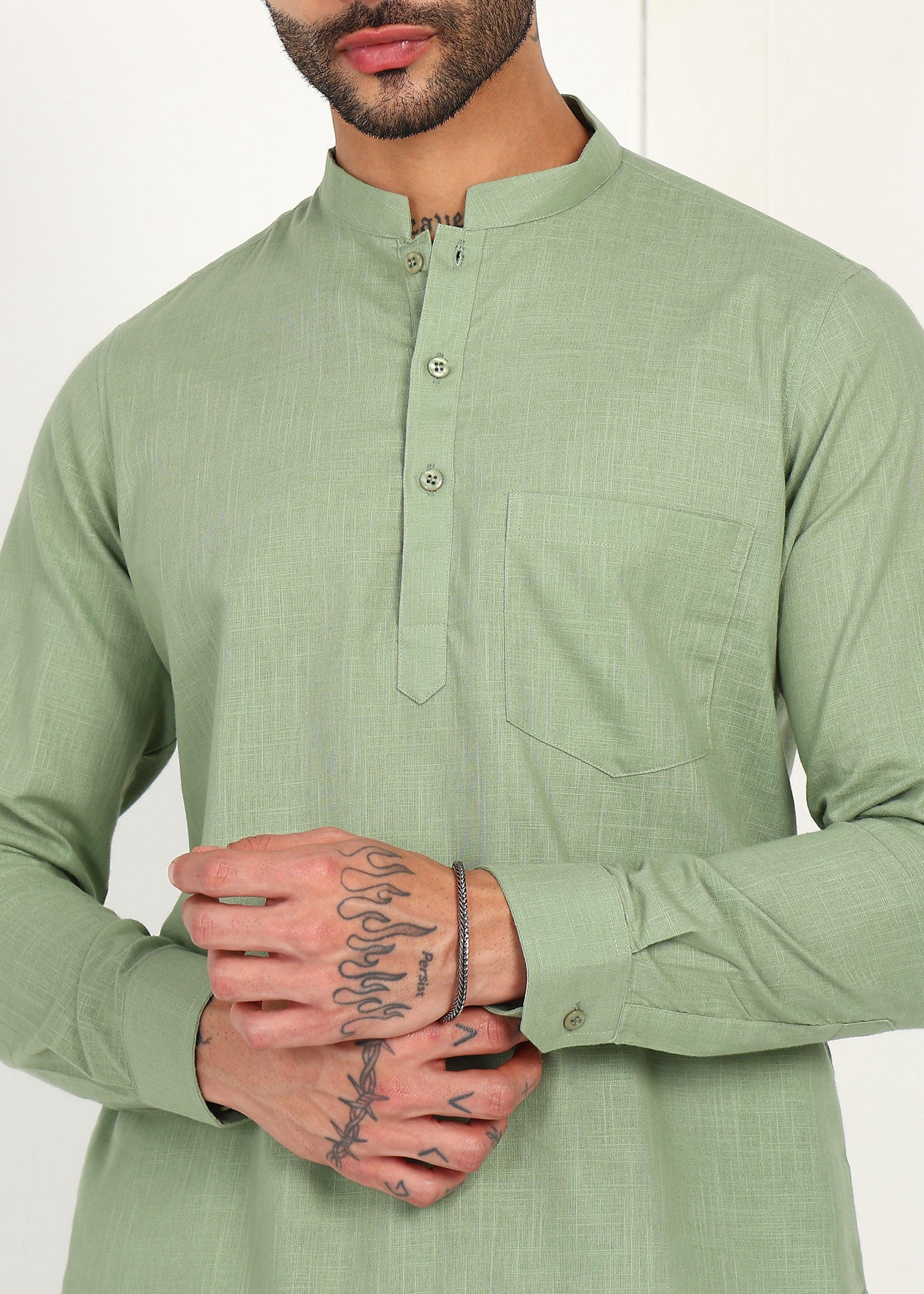 Fabmade Sage Linen Kurta Co-Ord Set
