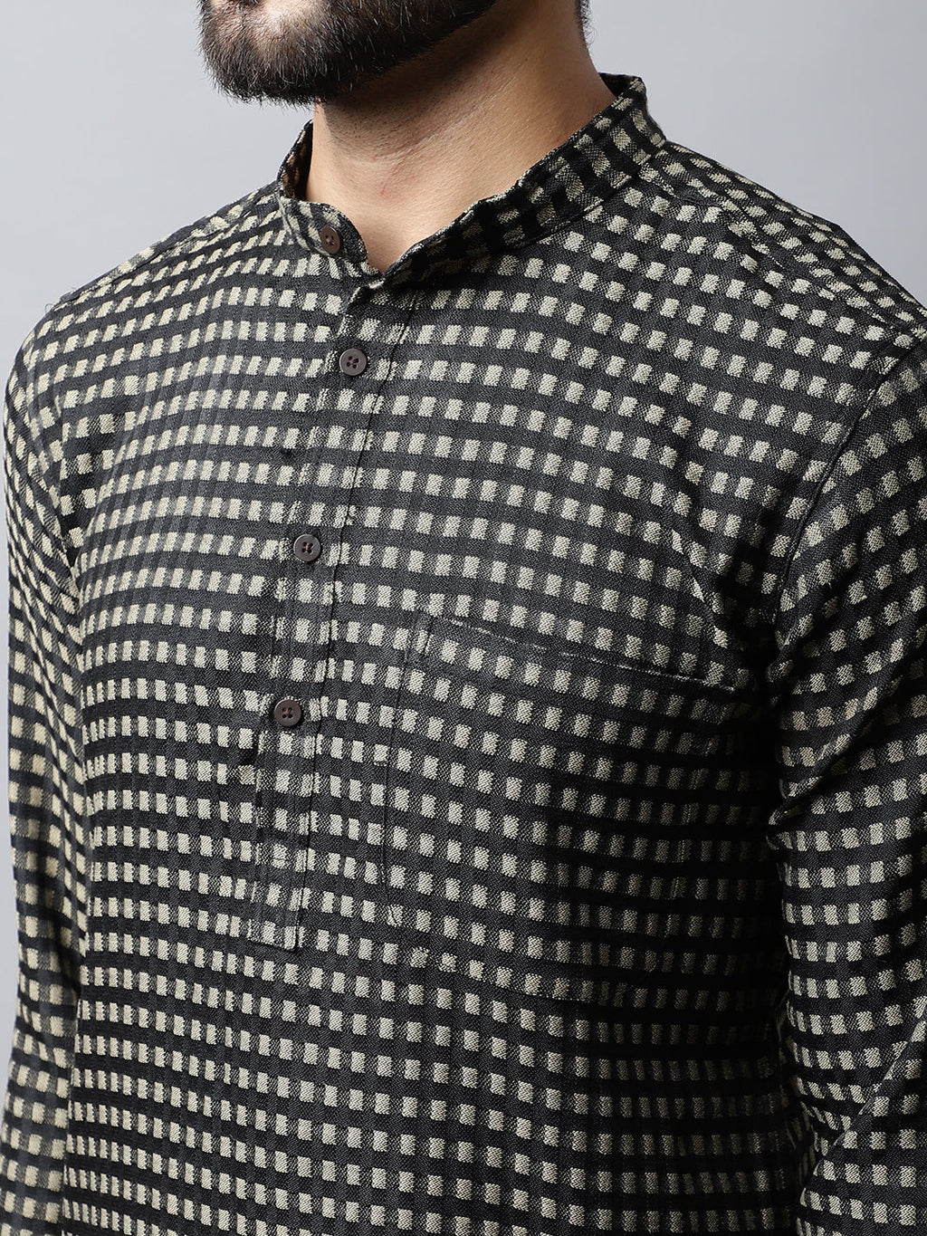 Even Apparels Brown Pure Cotton Kurta With Band Collar