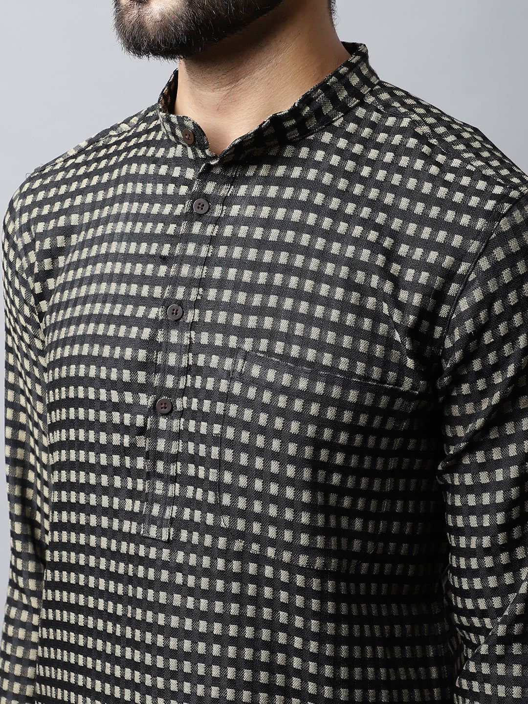 Even Apparels Brown Pure Cotton Kurta With Band Collar